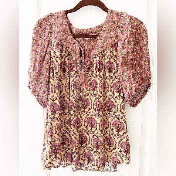 Sold-Spell and the Gypsy Pink and Cream Patterned Blouse - Picture 1 of 7